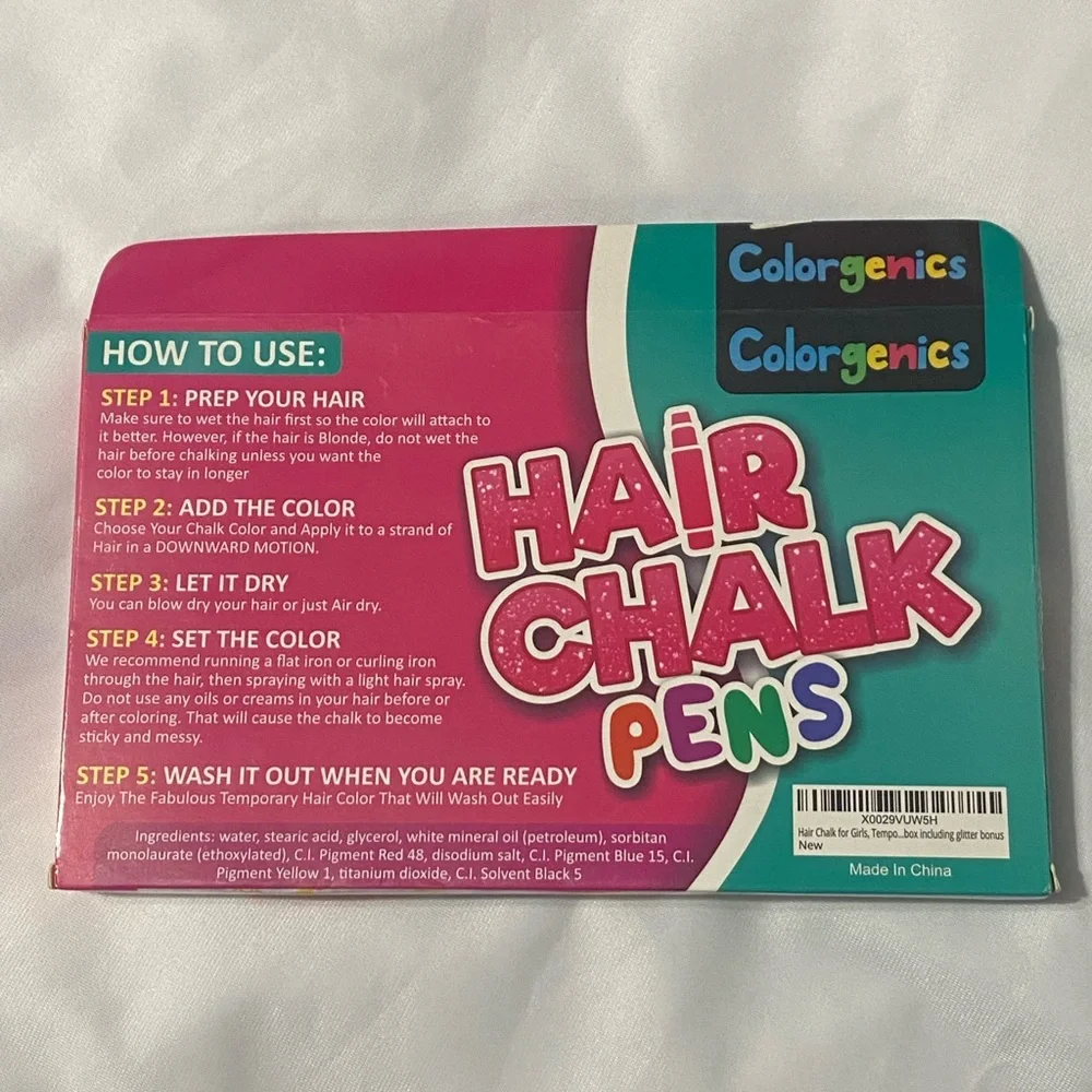 Colorgenics Set of 10 Hair Chalk Pens with 3 Bonus Glitters